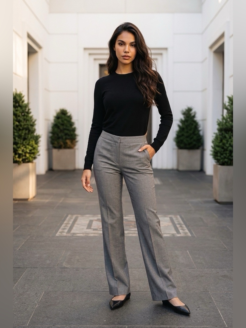 Lafayette 148 Gray Gabardine Trousers - Size 6